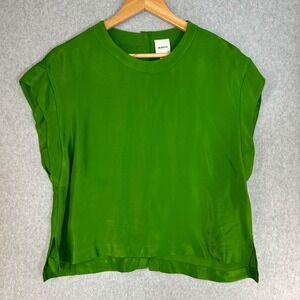 Maeve Anthropologie Kelly Green Button Back Cap Sleeve Blouse Top Spring Size XS